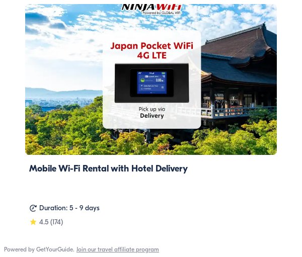 tokyo wifi: Get Your Guide